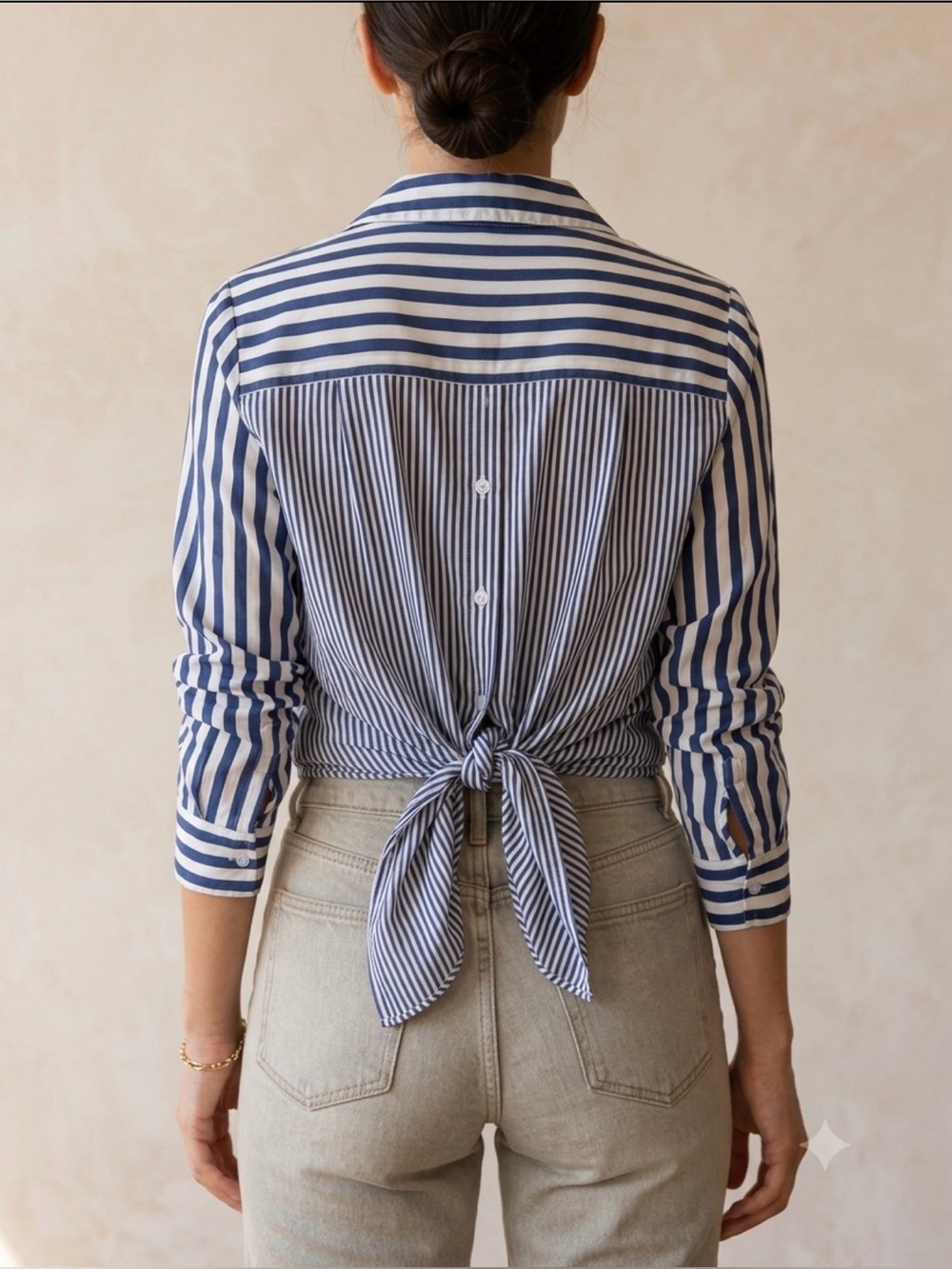 Jane and Delancey Navy and White Striped Button-Down Shirt